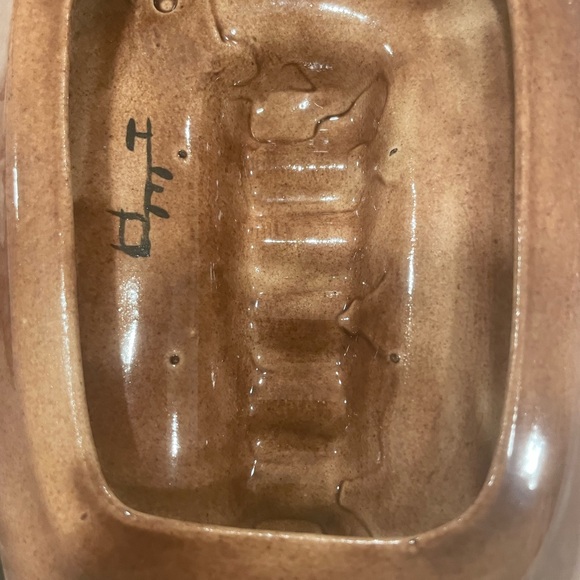 Vintage MCM drip style Pottery Leaf-Shaped Ceramic Ashtray circa 1960s signed - Picture 3 of 7